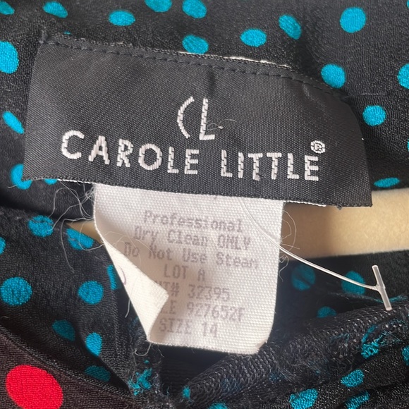 Vintage Carole Little patchwork style long sleeve midi dress with shoulder pads - Picture 4 of 7